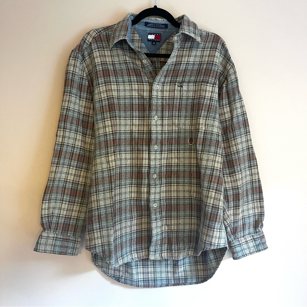 Vintage Tommy Hilfiger Plaid Flannel Shirt, Button Up, 90's Men's Size M